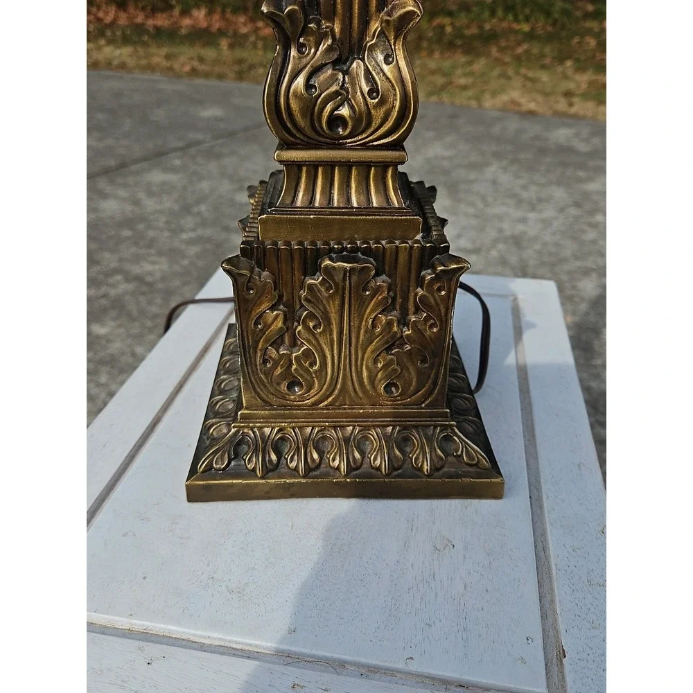 Vintage 1960s Neoclassical Brass Lamp With A Corinthian Column